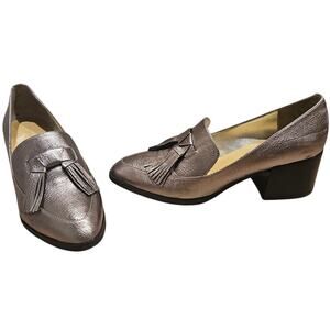 Marc Fisher Women's Pewter Phylicia Loafer sz 10M Minimalist Preppy Casual Basic